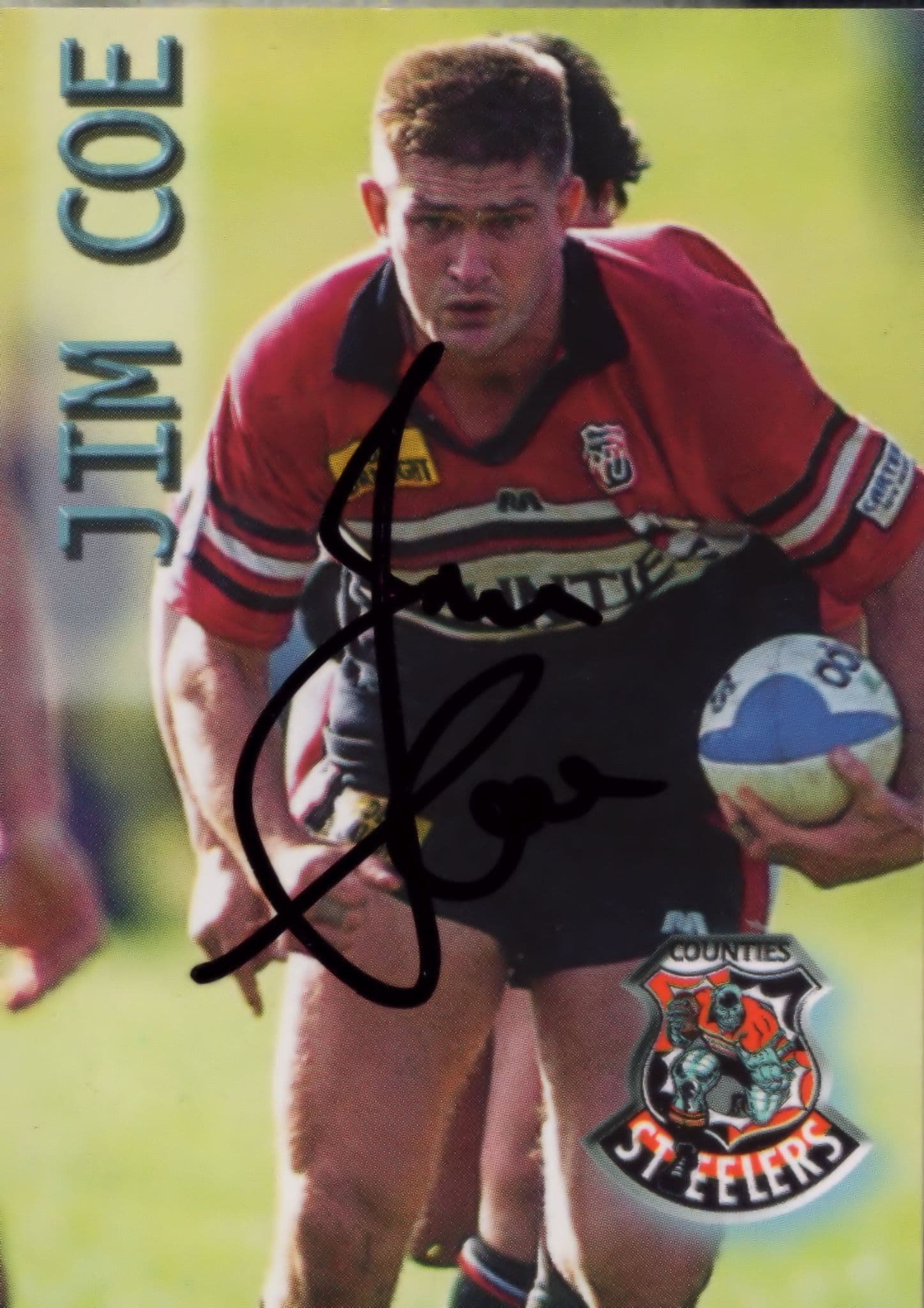 Jim Coe Steelers Rugby New Zealand Hand Signed Card Photo