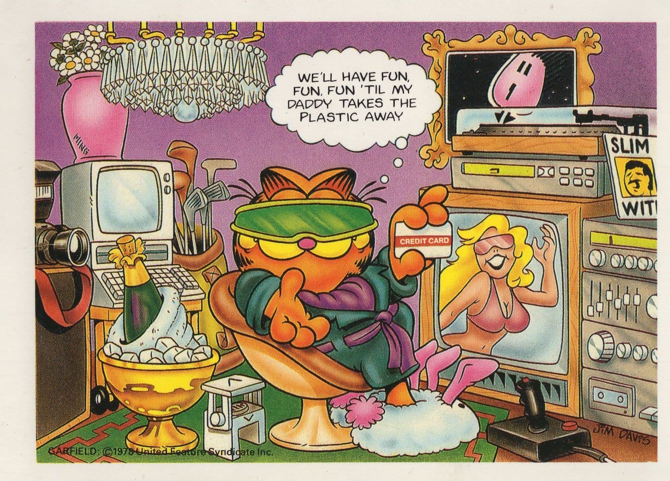 Jim Davis Of Garfield Cat With Atari Video Game Console Joystick Postcard