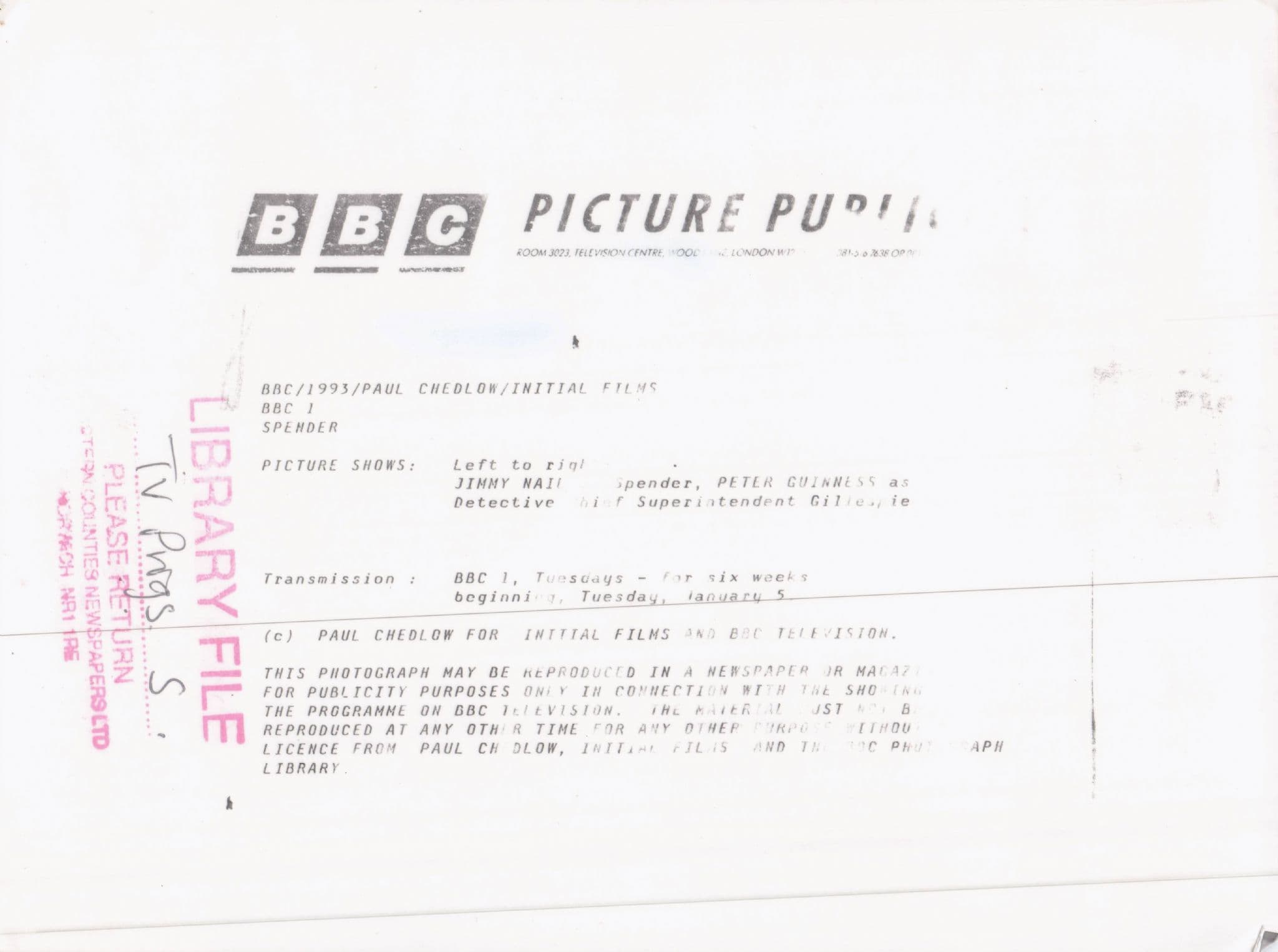 Jimmy Nail in Spender BBC TV Show Launch Press Photo