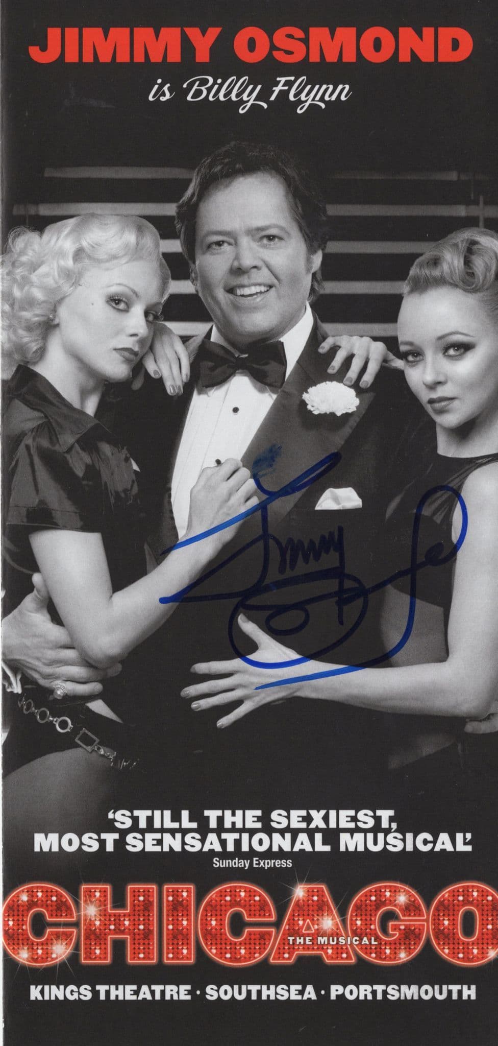 Jimmy Osmond in Chicago The Musical Hand Signed Theatre Flyer