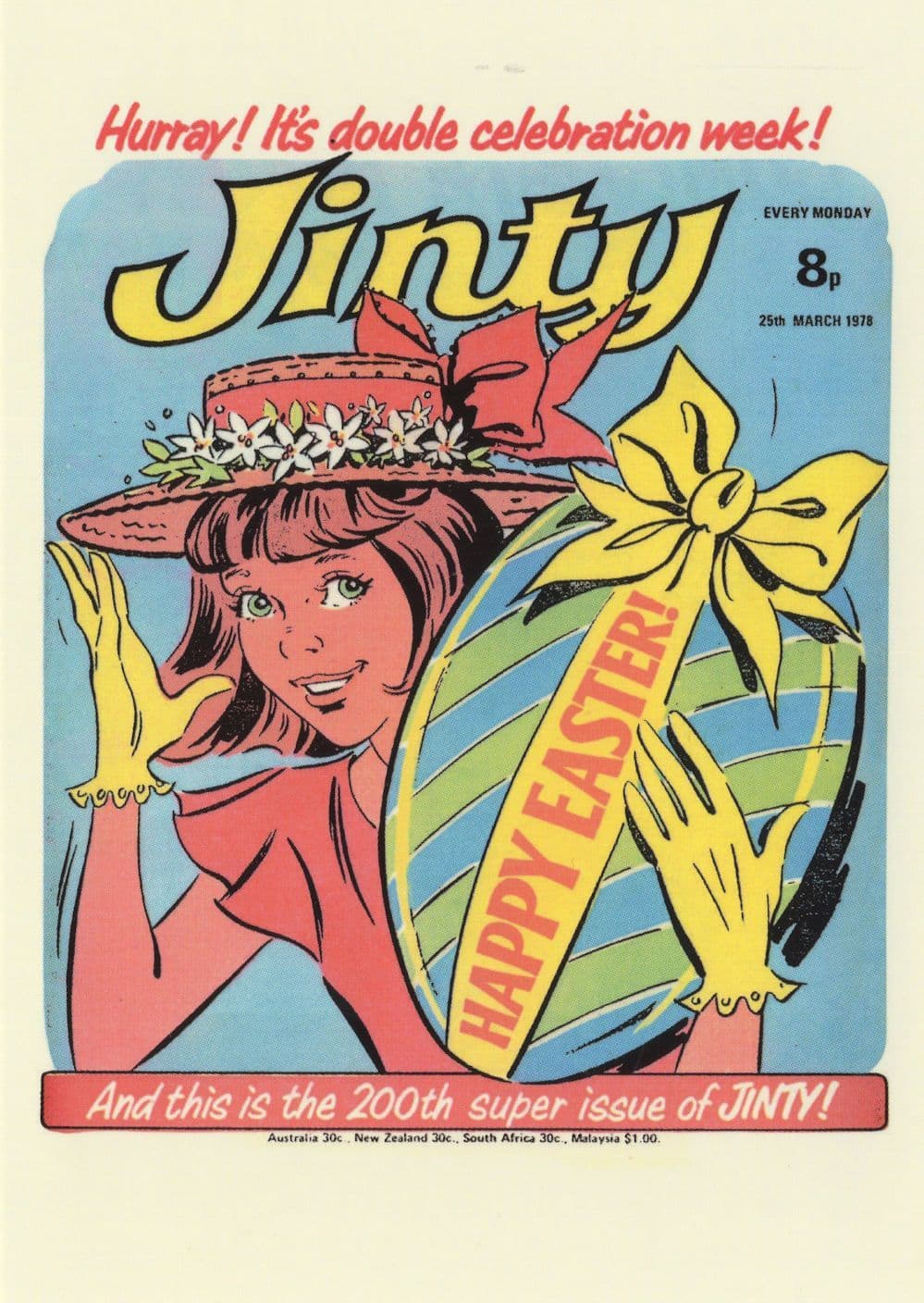 Jinty 200th Issue Happy Easter Hat Fashion Girls Comic Postcard