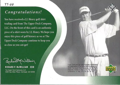 JJ Henry Original Shirt Golf Tour Rare Limited Threads Card