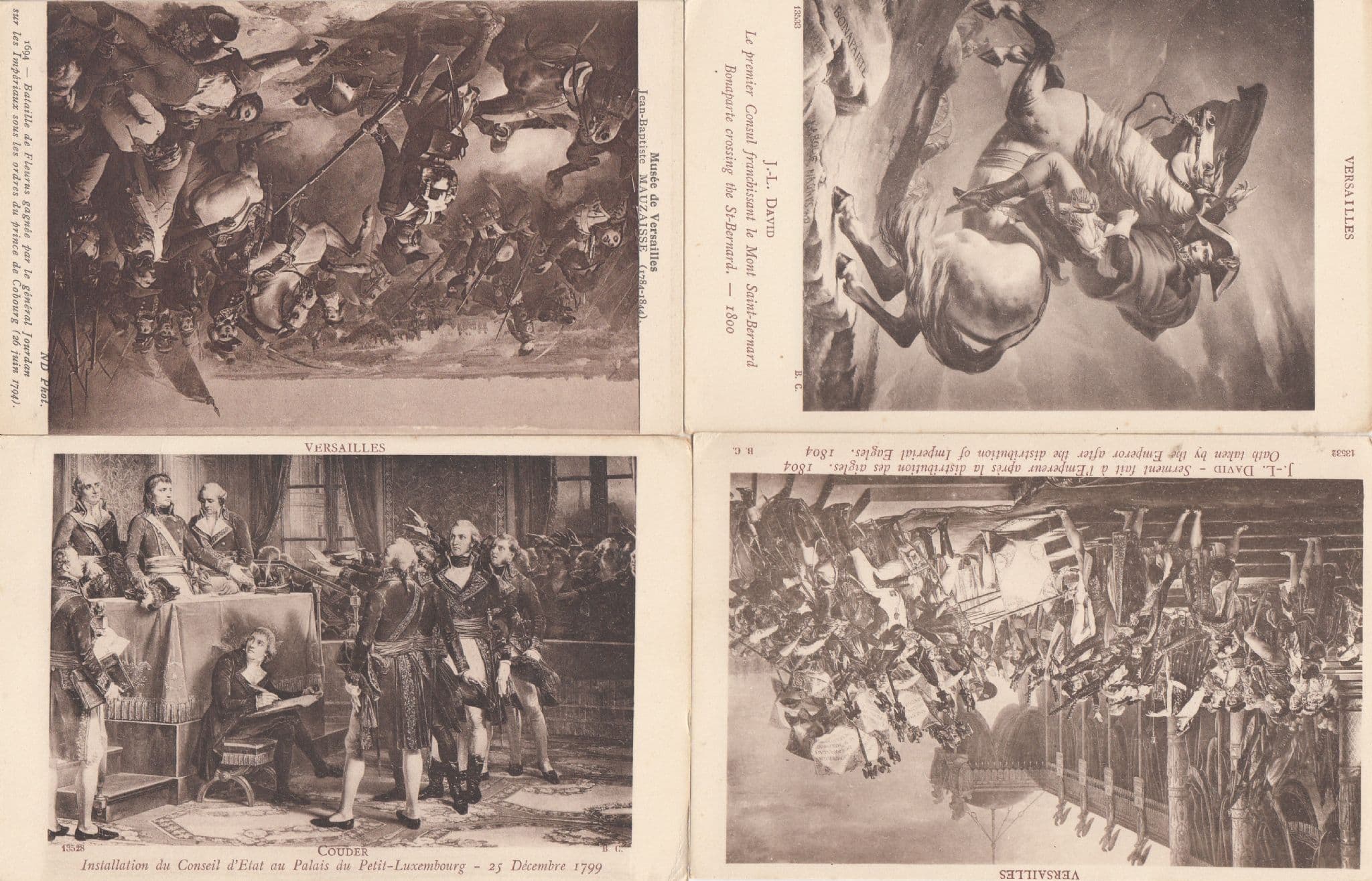 JL David Couder 4x Antique French Military Painting Postcard s