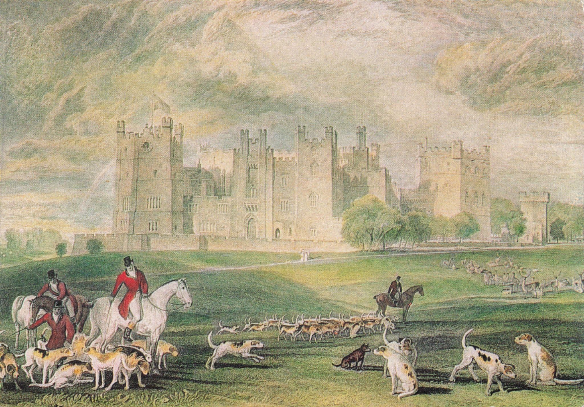 JMW Turner Raby Castle Co Durham Engraving Painting Postcard