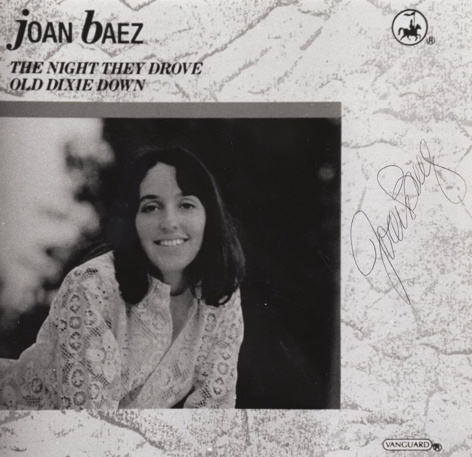 Joan Baez Large Hand Signed 7" Record Photo