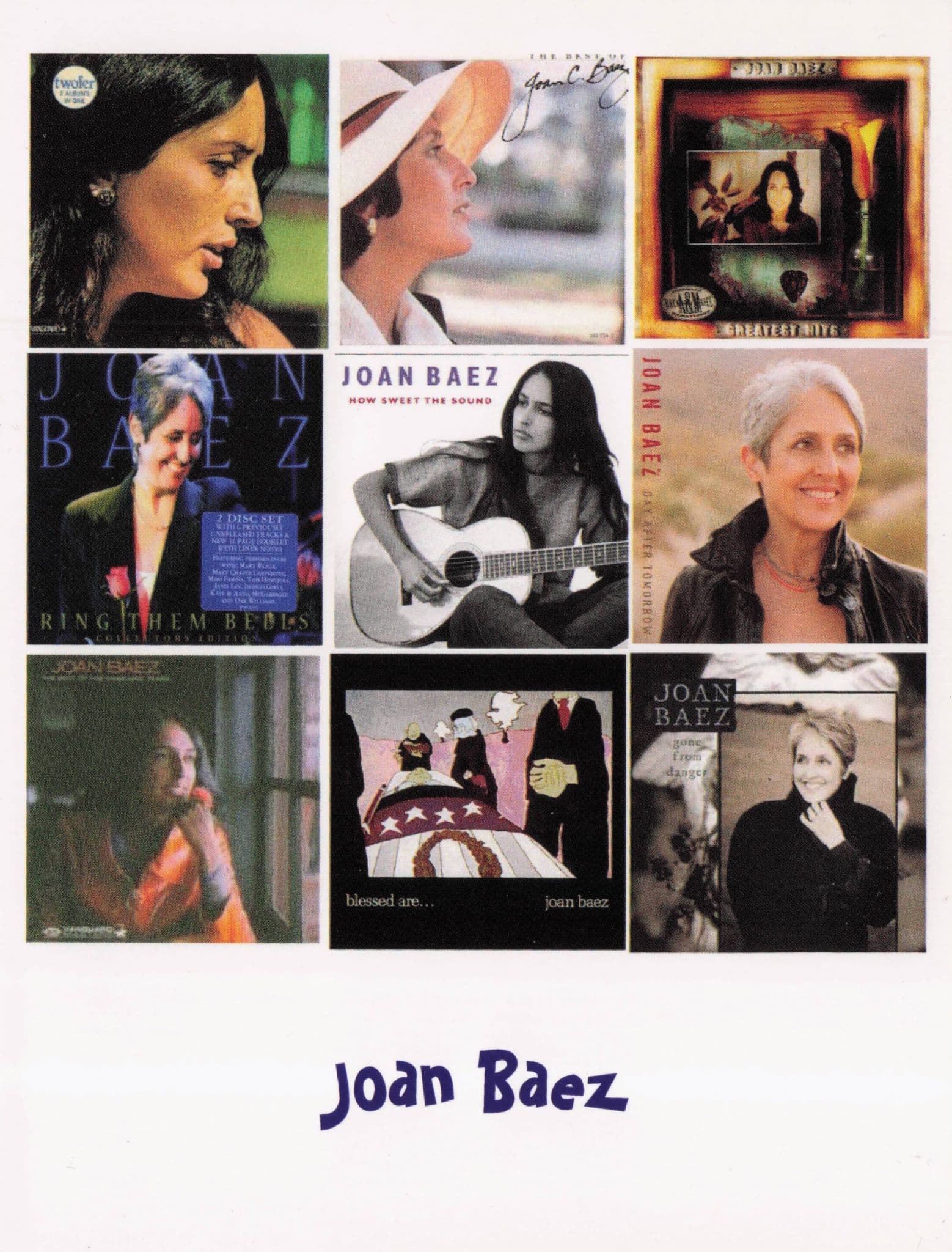 Joan Baez LP Cover Discography Stunning Music Postcard