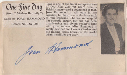 Joan Hammond Harry Welchman 2x Hand Signed Autograph Page