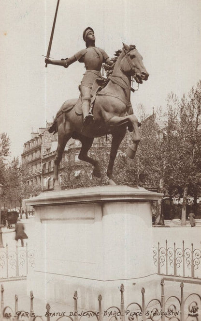 Joan Of Arc Antique Marble Sculpture Model 2x Postcard