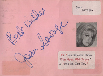 Joan Savage of Les Dawson Terry Dennis Drag Queen 2x Old Autograph s