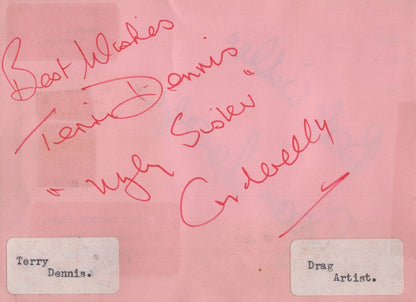 Joan Savage of Les Dawson Terry Dennis Drag Queen 2x Old Autograph s