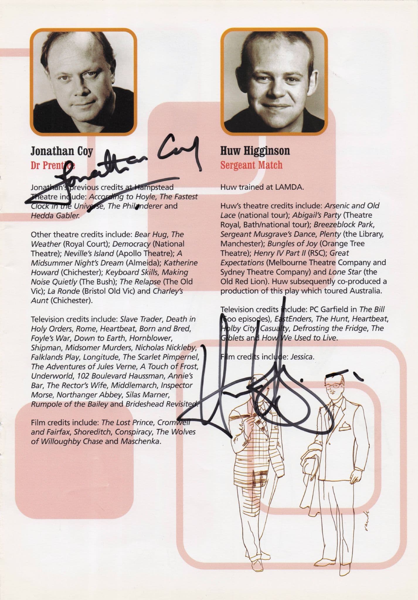 Joanna Page Geoff Breton Jonathan Coy Huw Higginson Hand Signed Theatre Page