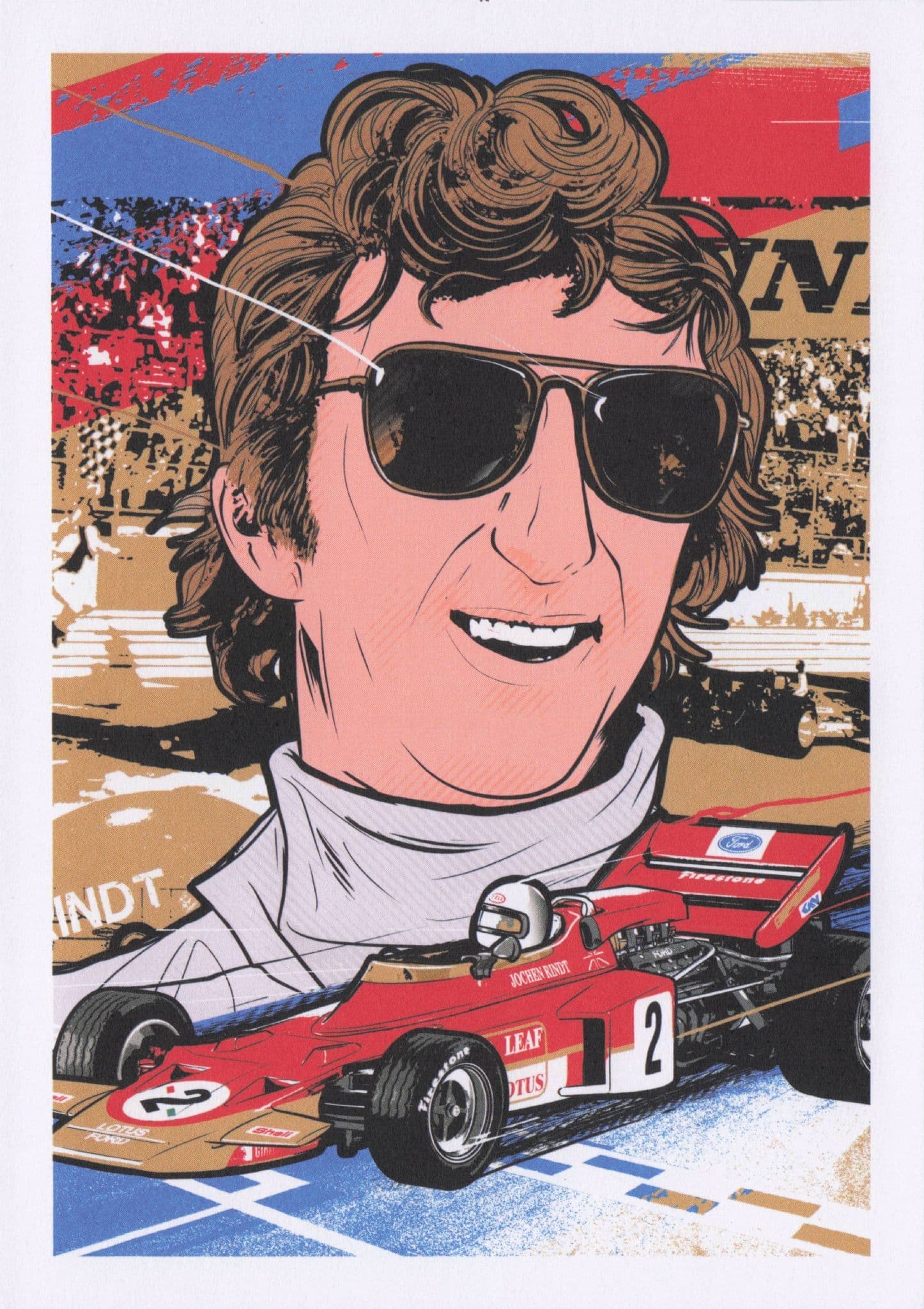 Jochen Rindt Austrian Grand Prix F1 Motor Racing Driver Painting Postcard
