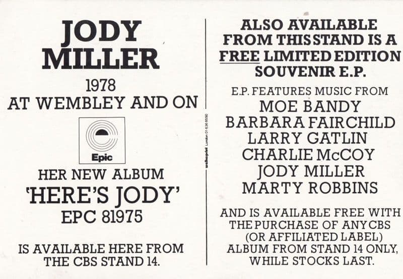 Jody Miller Here's Jody Country & Western LP Record Launch 1970s Epic Photo
