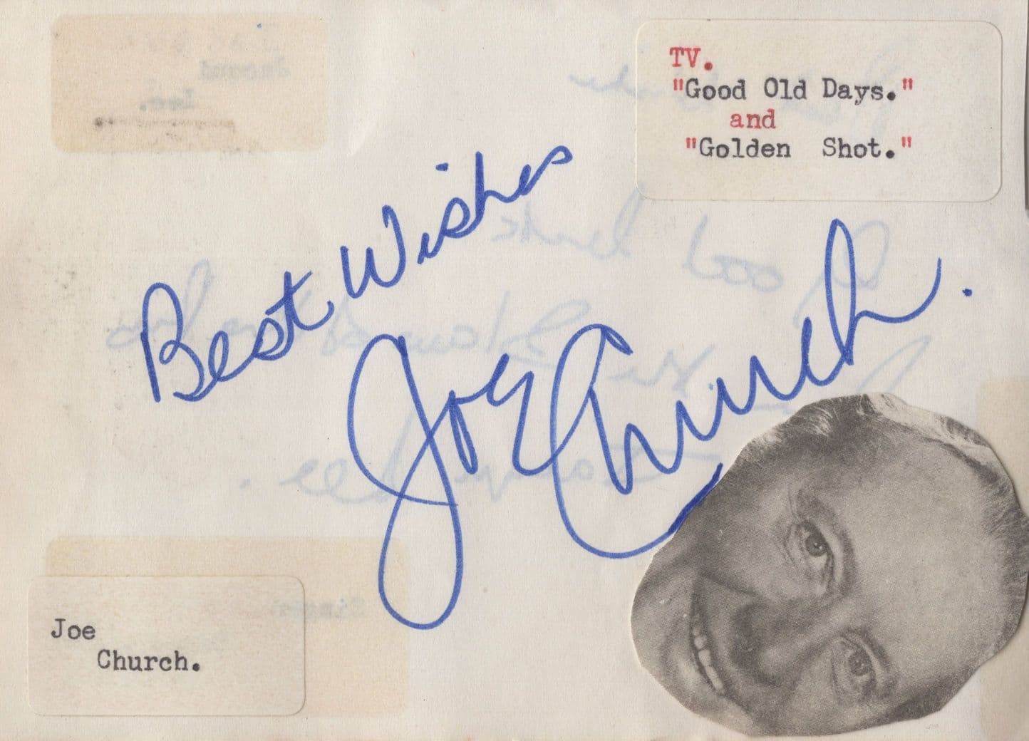 Joe Church The Golden Shot Good Old Days  Hand Signed Autograph