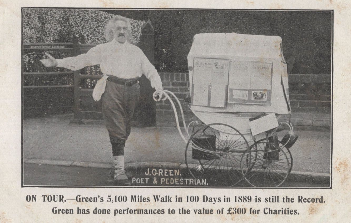 Joe Green Victorian 5000 Mile Walker Rambling Transport Old Postcard