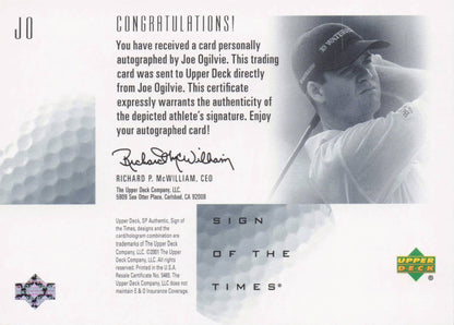 Joe Ogilvy Sign Of The Times Hand Signed 2001 SP Golf Autograph Card