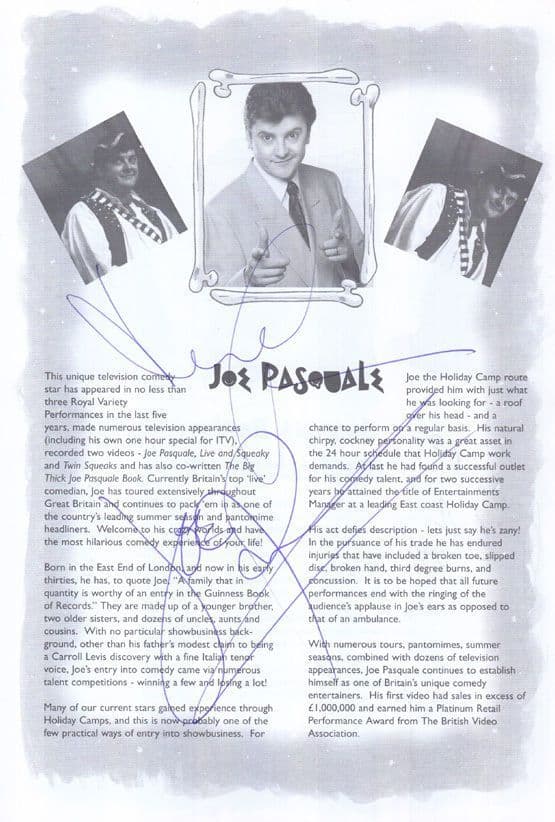 Joe Pasquale Joanna Bobin Leslie Grantham 15X Autograph Hand Signed Programme & COA