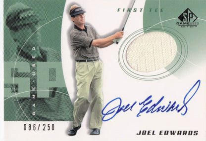 Joel Edwards First Tee 2002 Golf Upper Deck Hand Signed Worn Shirt Card