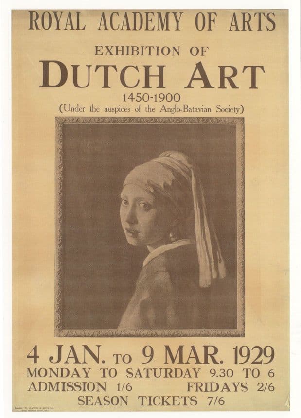 Johannes Vermeer 1929 London Exhibition Of Dutch Art Painting Postcard