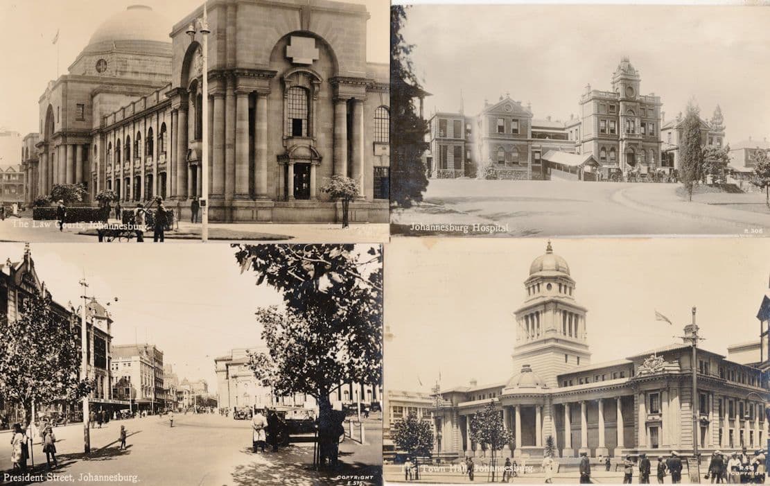 Johannesburg Hospital Law Courts Town Hall President St 4x Old RPC Postcard s