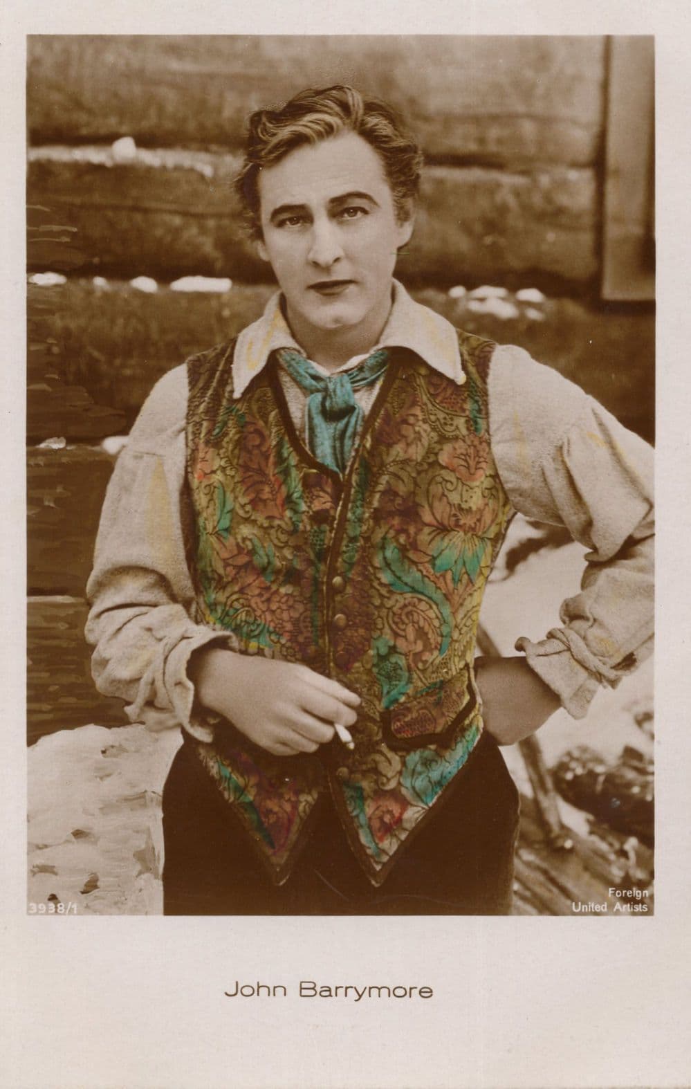 John Barrymore Smoking Posh Waistcoat Film Star Tinted RPC Postcard