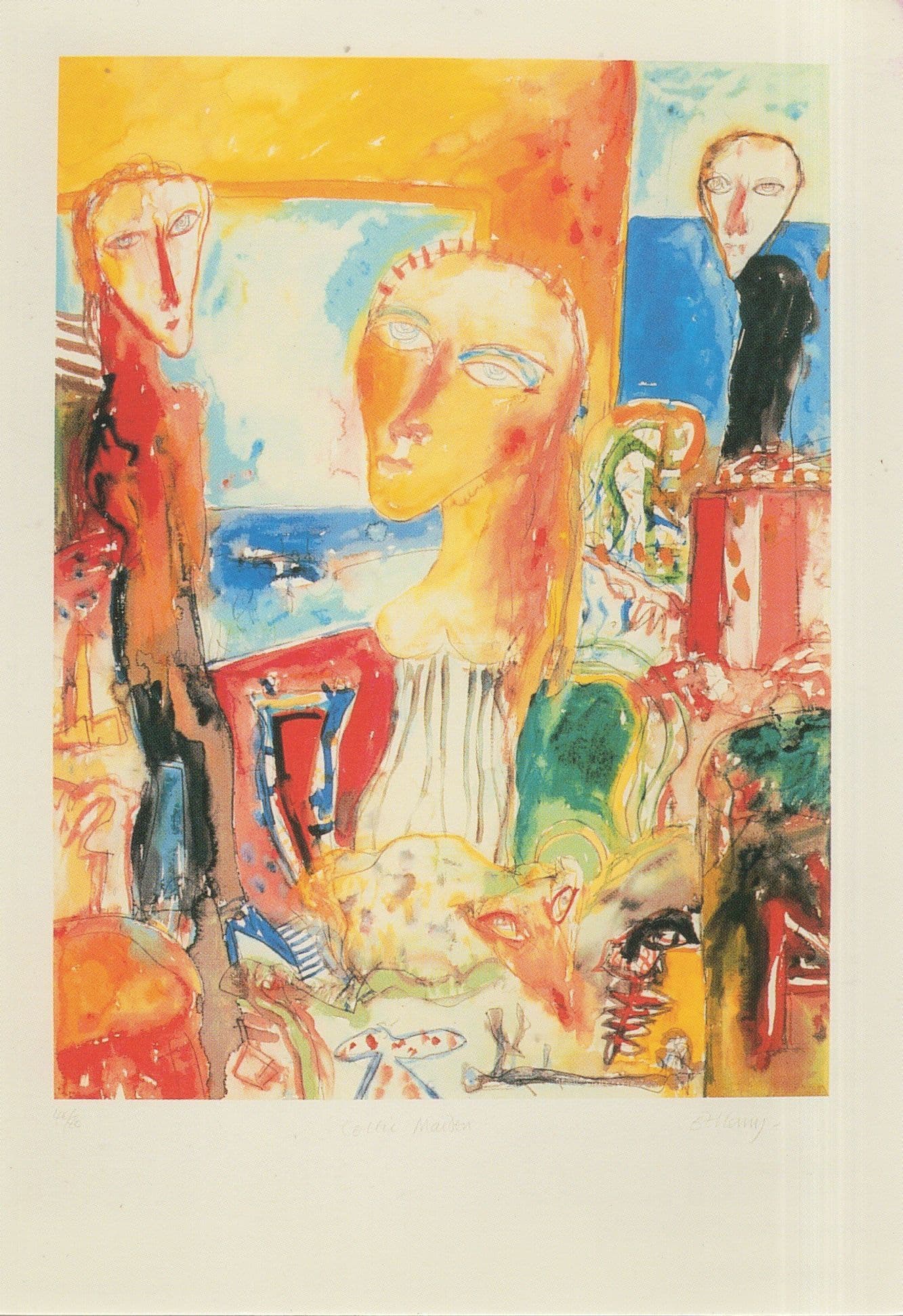 John Bellany Cerise Screenprint Rare Painting Postcard