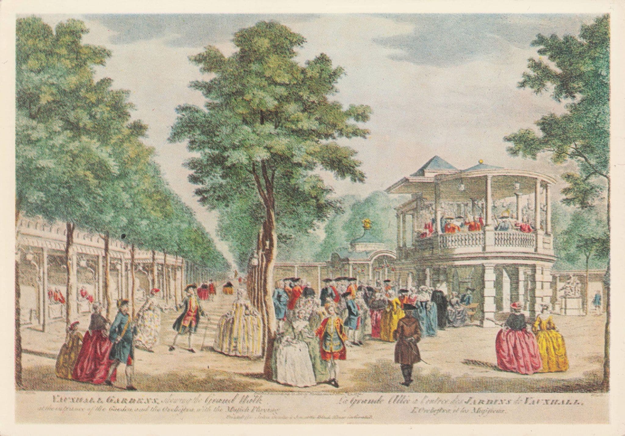 John Bowles Grand Walk Vauxhall Gardens 1700s Painting Postcard