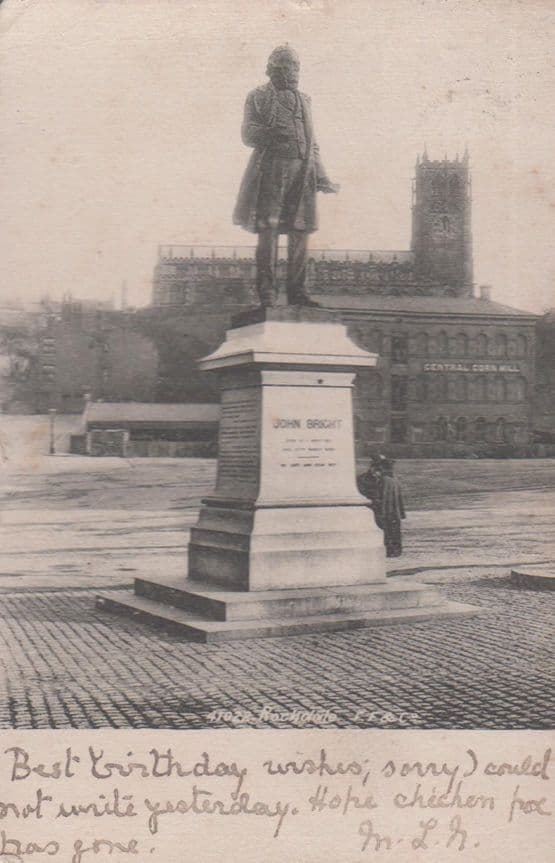 John Bright Rochdale Statue Antique Postcard