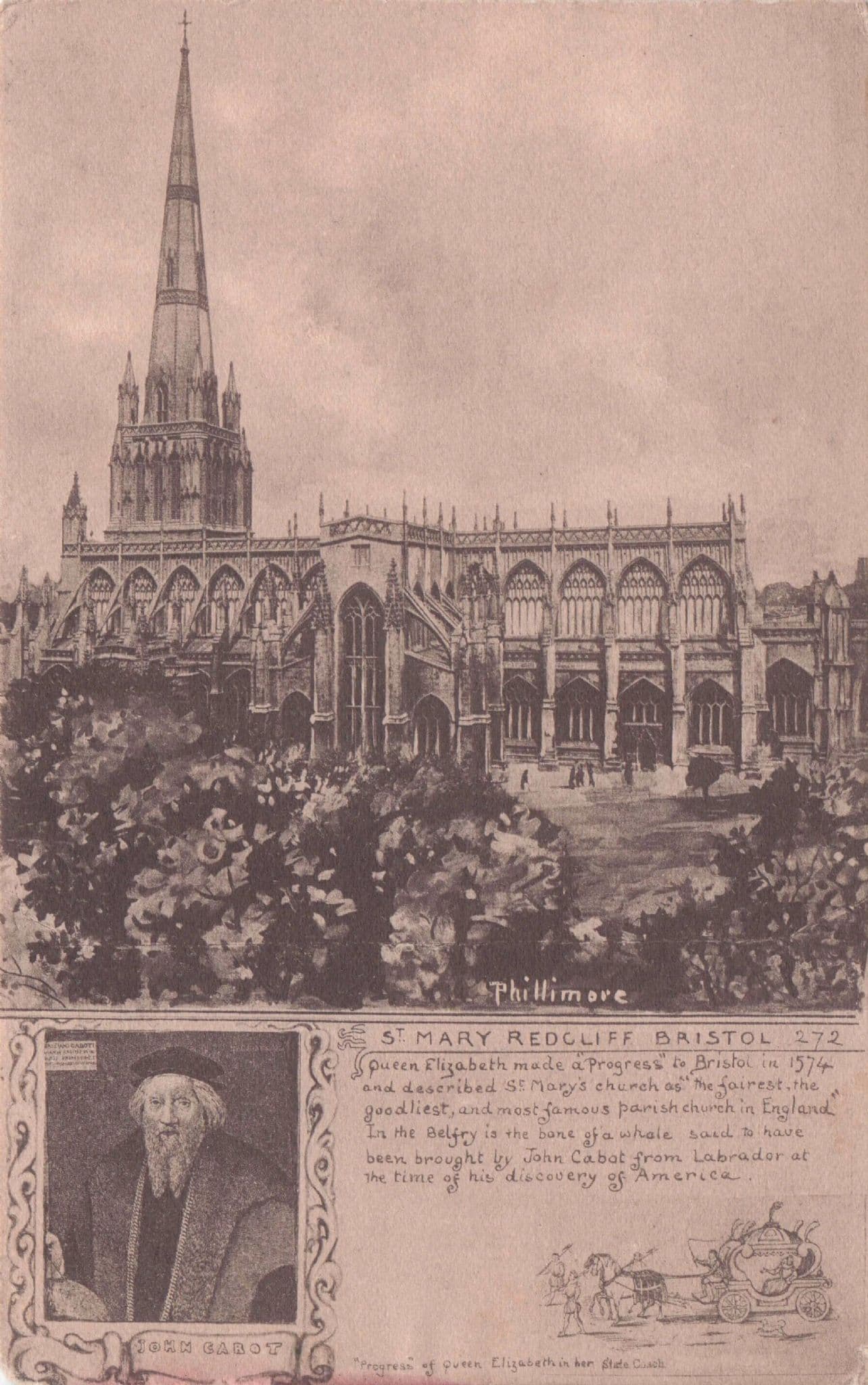 John Carot St Mary Redcliff Bristol Antique Phillimore Postcard