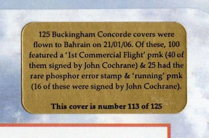 John Cochrane Concorde LTD TO 40 Carried To Bahrain Hand Signed FDC