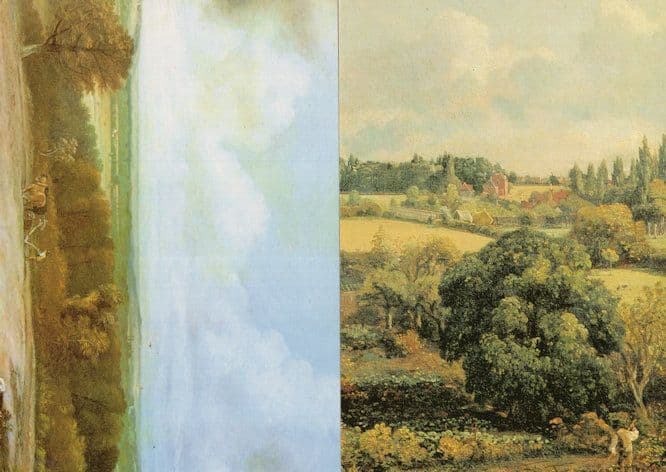 John Constable Kitchen Garden Suffolk Ploughing 2x Painting Postcard