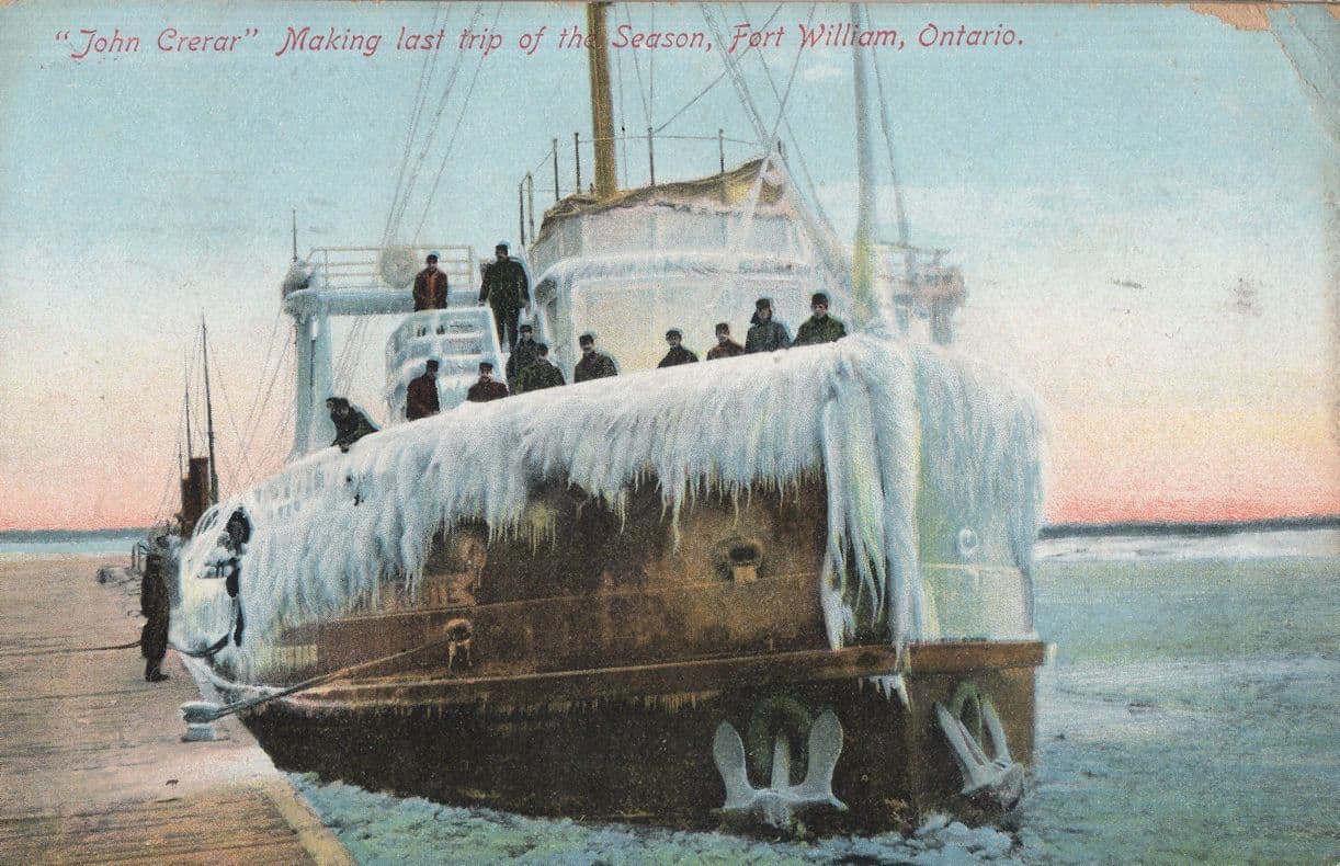 John Crerar Ship Making Last Trip Fort William Ontario Old Postcard