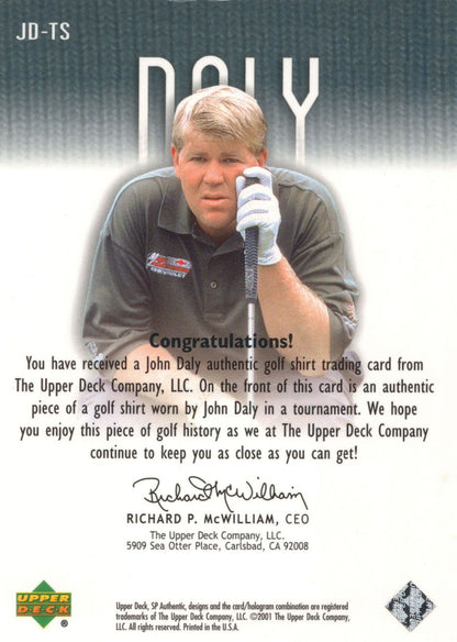 John Daly 2001 Tour Swatch Worn Shirt Golf Rare Limited Edition Card