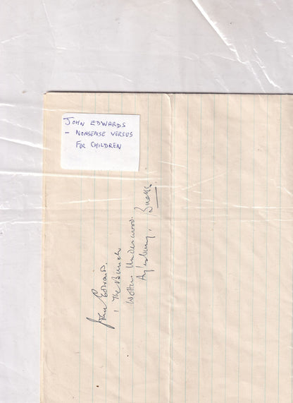 John Edwards Manx Cat Aylsbury Animal Cat Poet Hand Signed Poems Ephemera