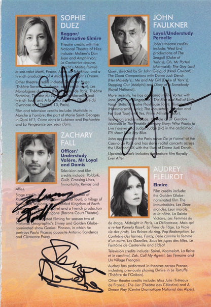 John Faulkner Zachary Fall Claude Perron SIX Hand Signed Theatre Page