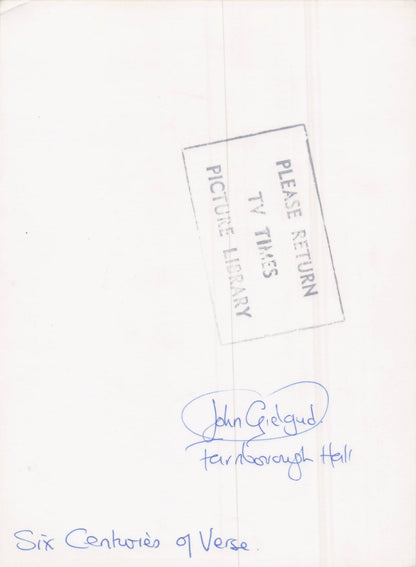 John Gielgud Six Centuries Of Verse Farnborough Hall Press Photo