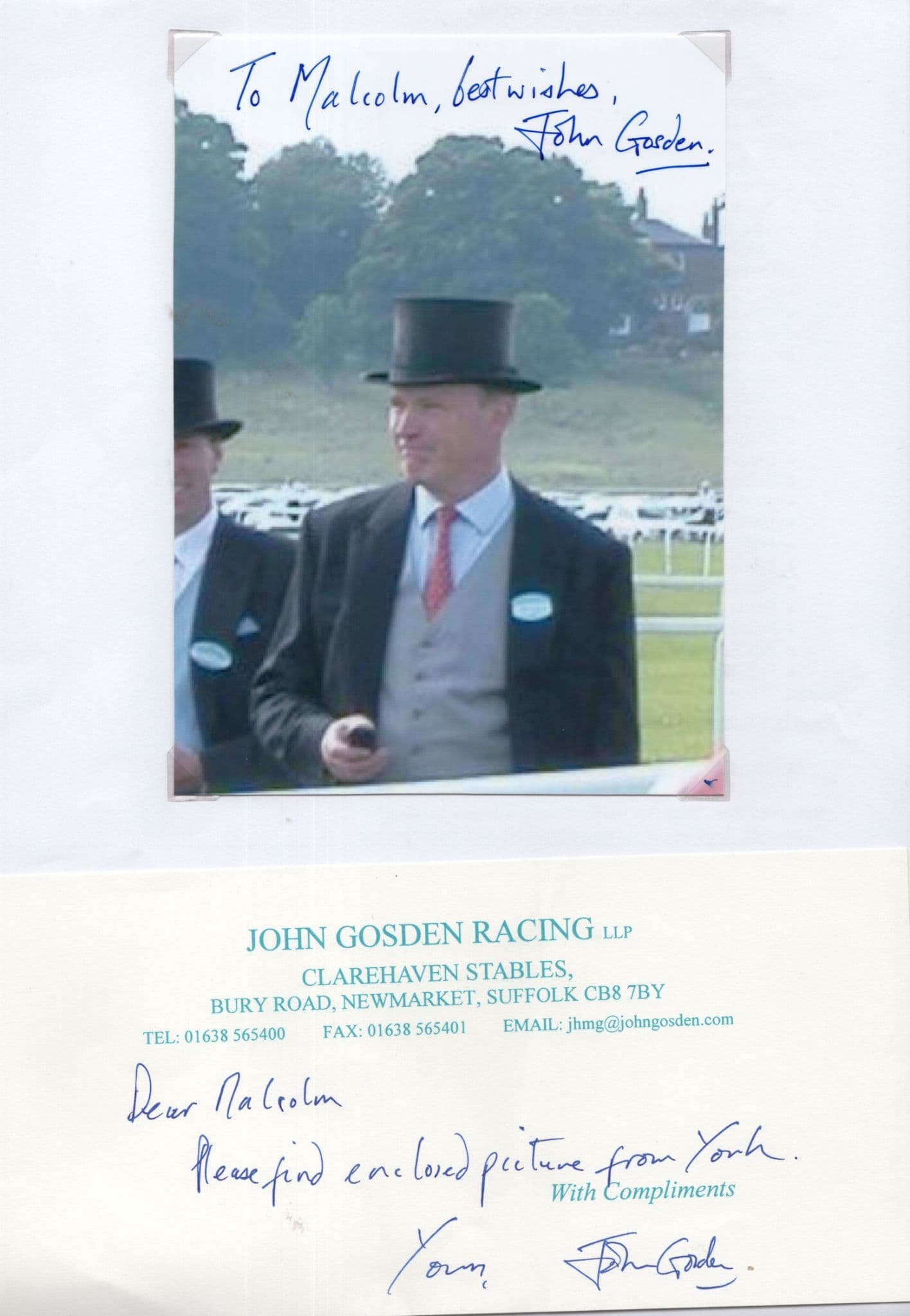 John Gosden Horse Race Trainer Hand Signed Photo & More