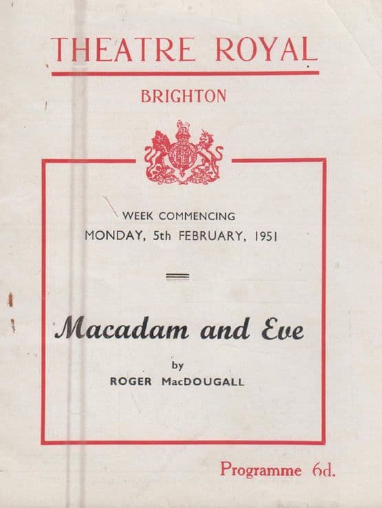 John Gregson Gideons Way Macadam Eve Genevieve Brighton Theatre Royal Programme