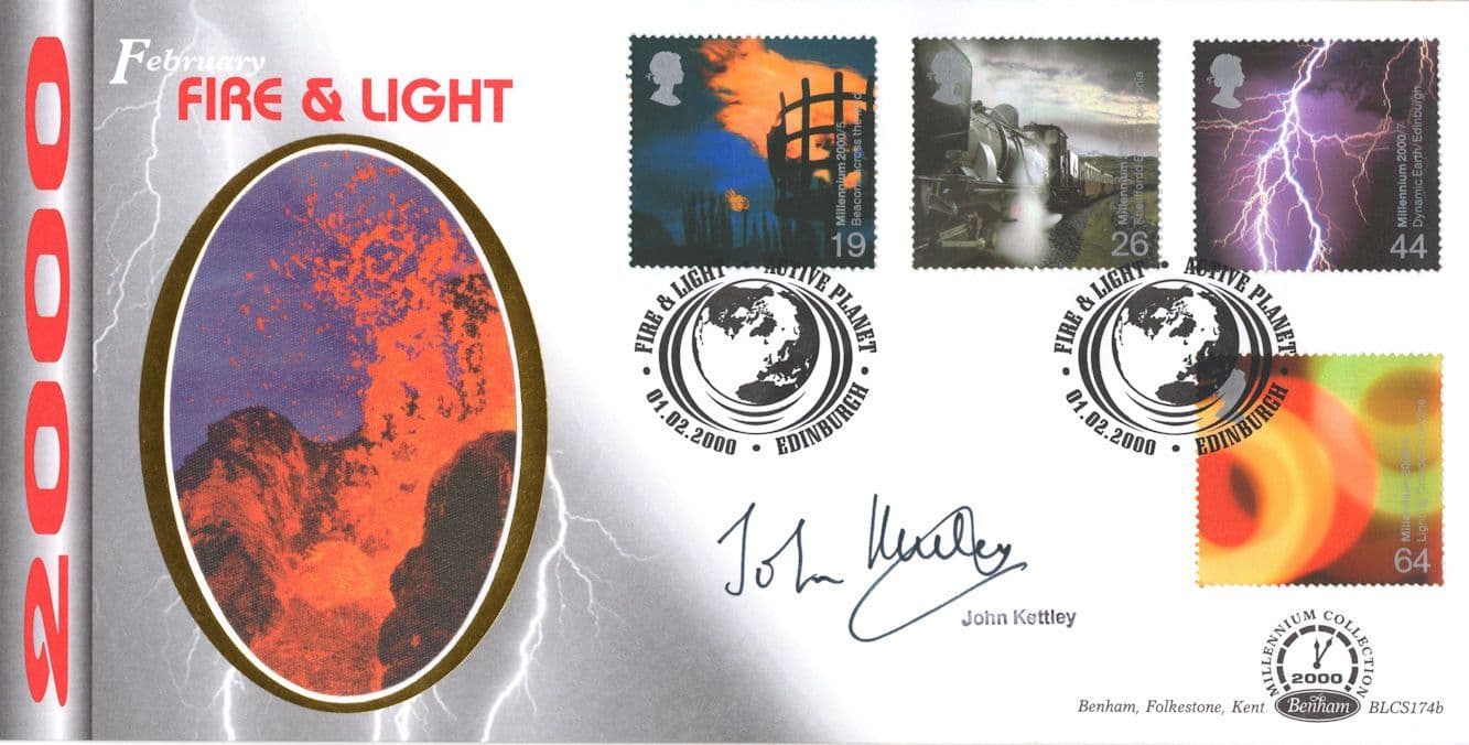 John Kettley TV Weatherman Fire & Light Hand Signed Benham FDC