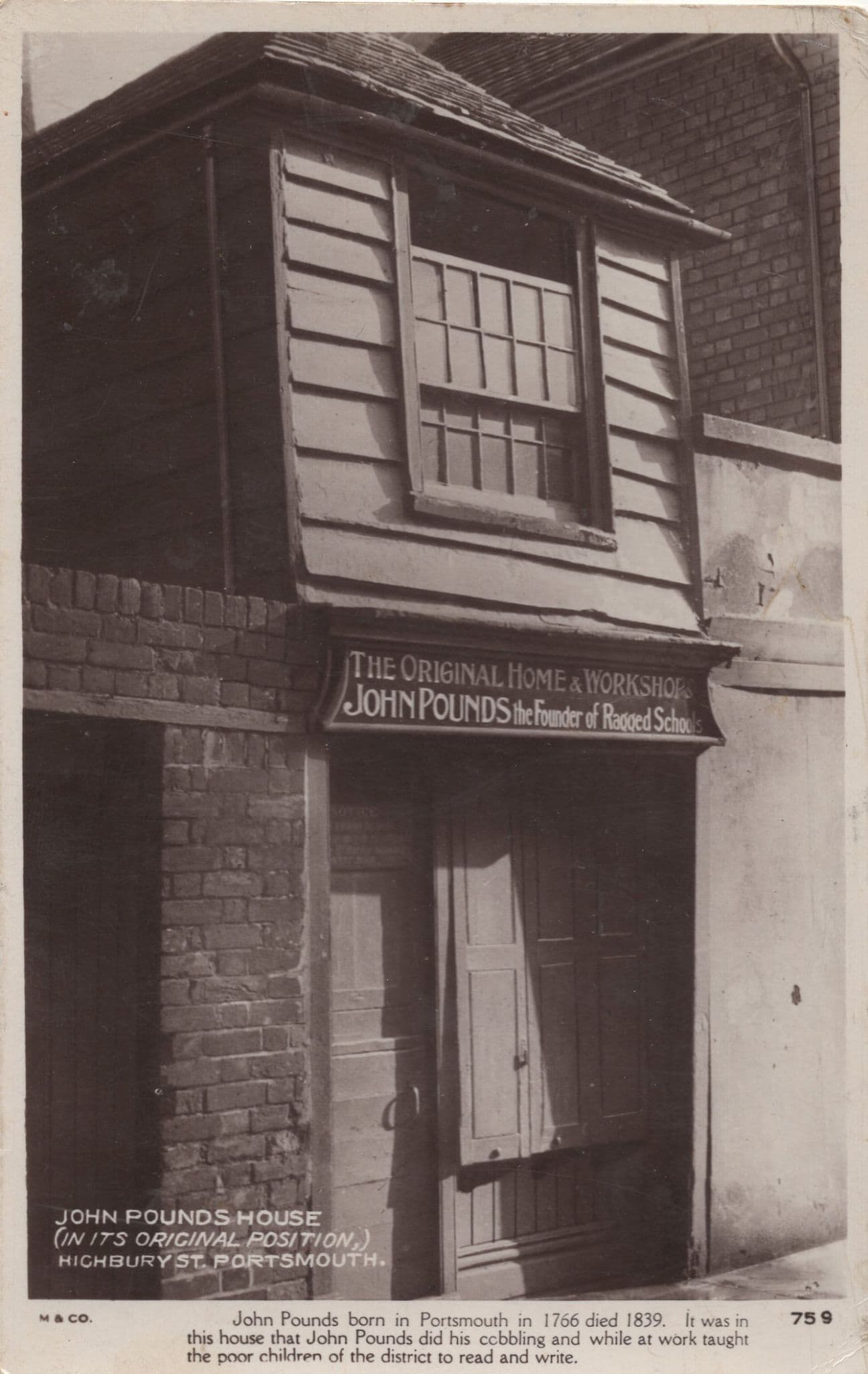 John Pounds Portsmouth Cobbler School House Old Postcard