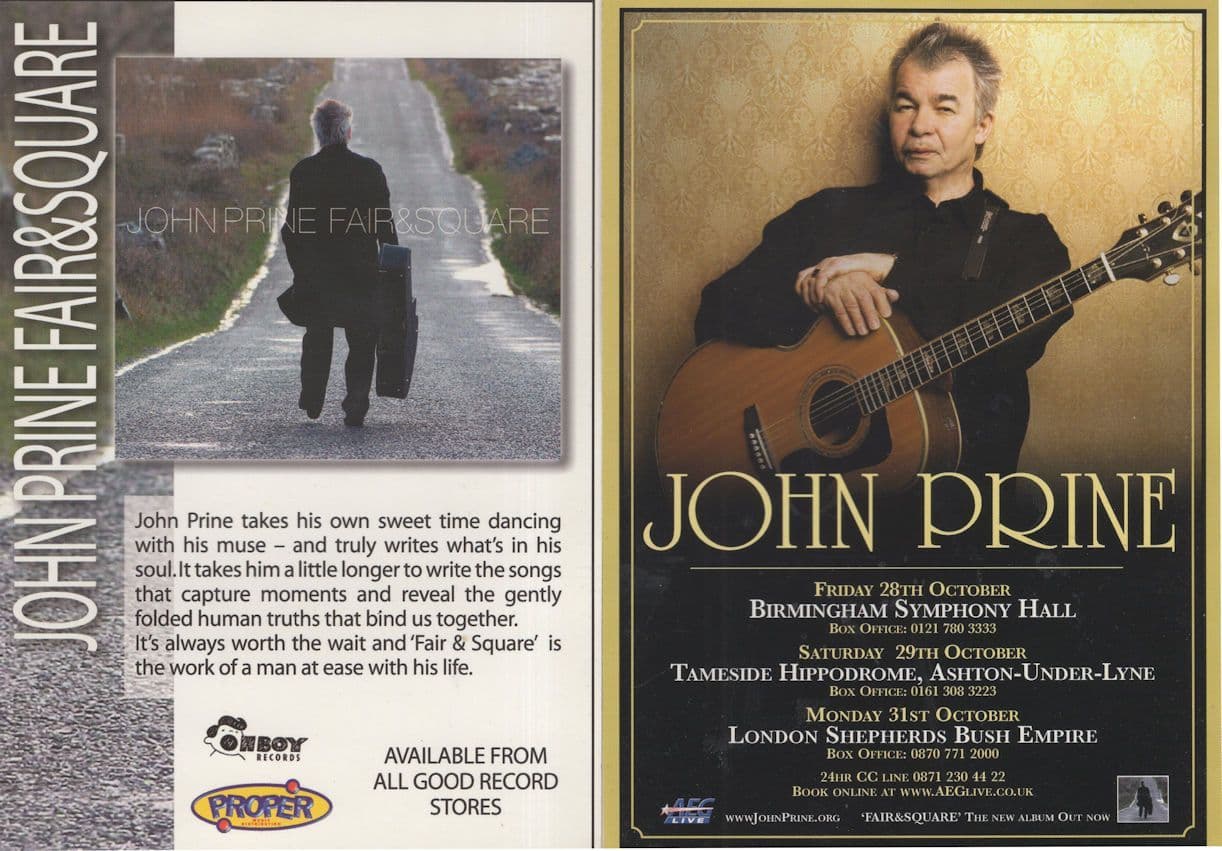 John Prine Fair & Square LP CD Proper Records Advertising Card