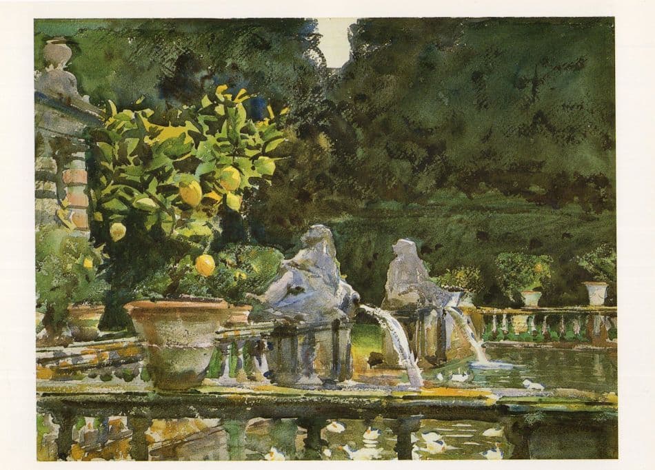 John Singer Sargent Villa Di Marlia A Fountain Painting Postcard