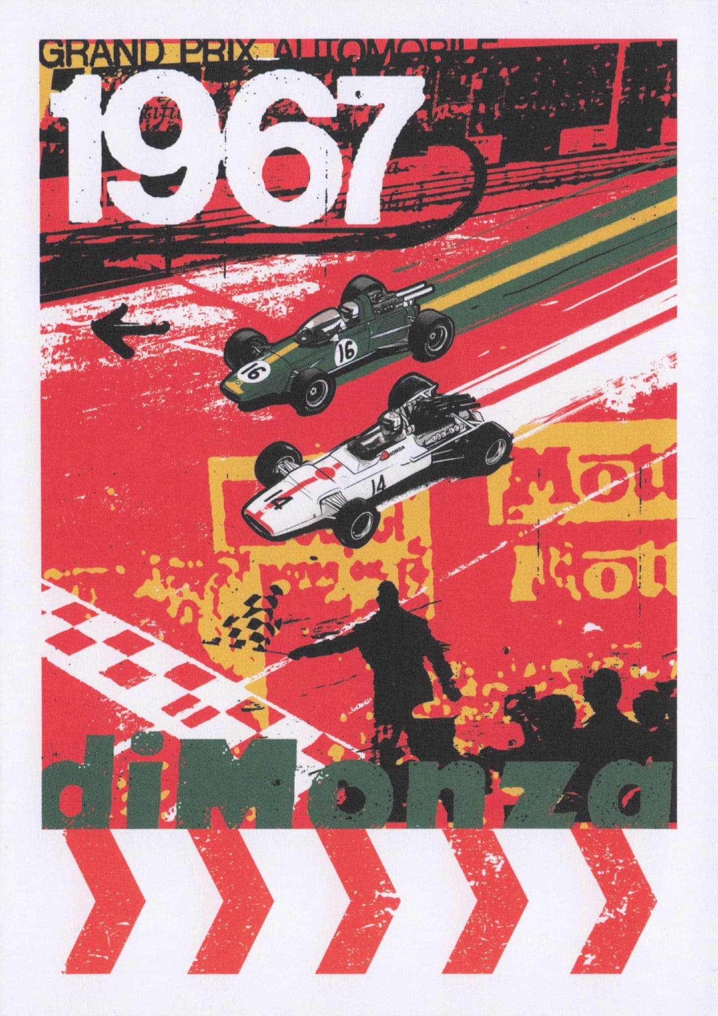 John Surtees vs Jim Clark at Monza Italian Grand Prix 1967 Race Postcard