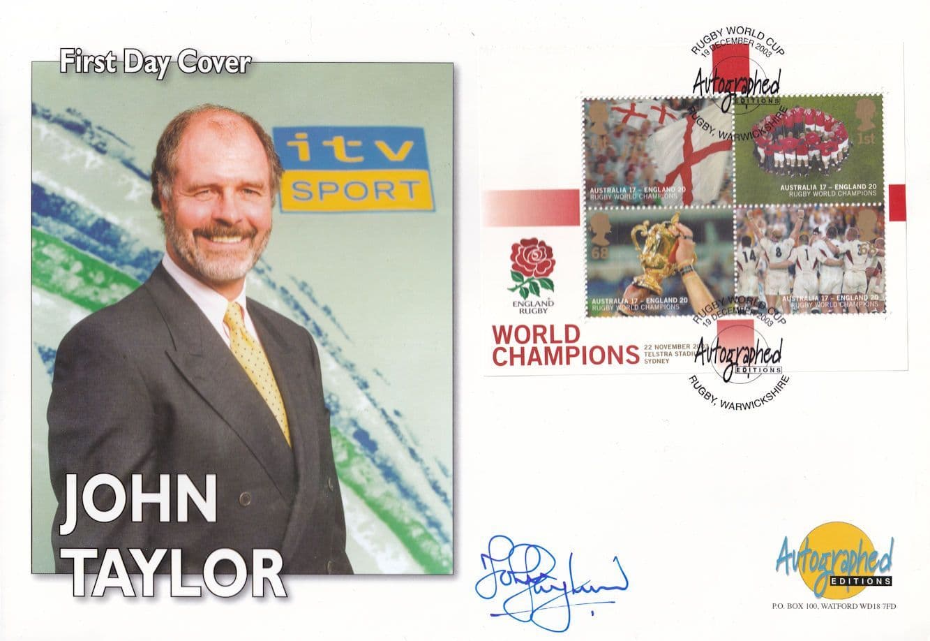 John Taylor ITV Sport Welsh Rugby International Hand Signed FDC