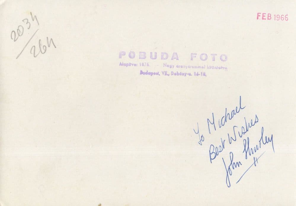 John Thurley 1960s Olympic Games Swimming Hand Signed Photo
