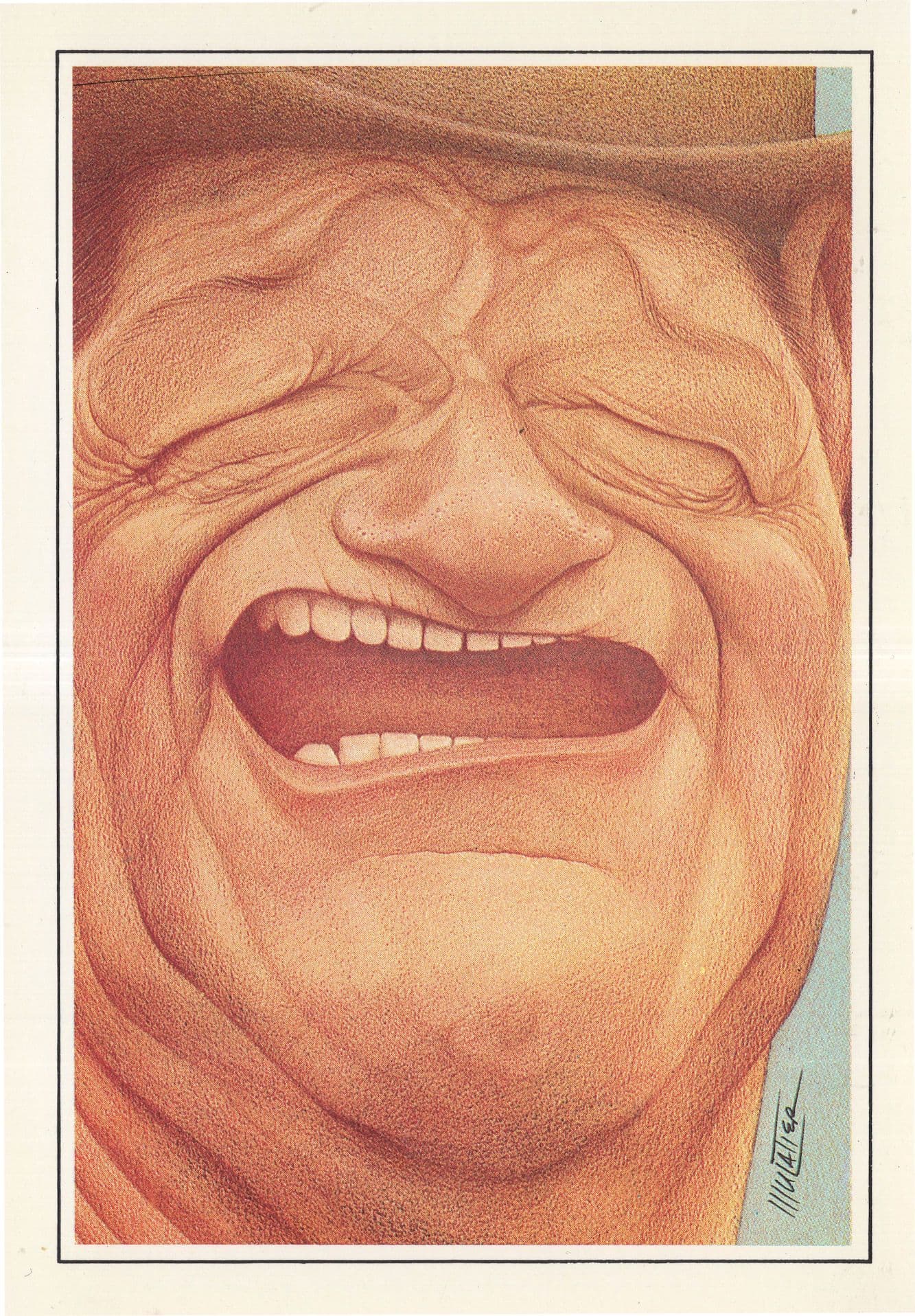 John Wayne Caricature Rare Art Western Cowboy Comic Postcard