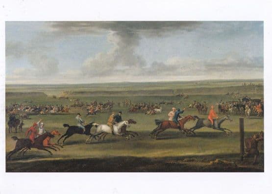 John Wootton A Horse Race On The Round Course At Newmarket Oil Painting Postcard