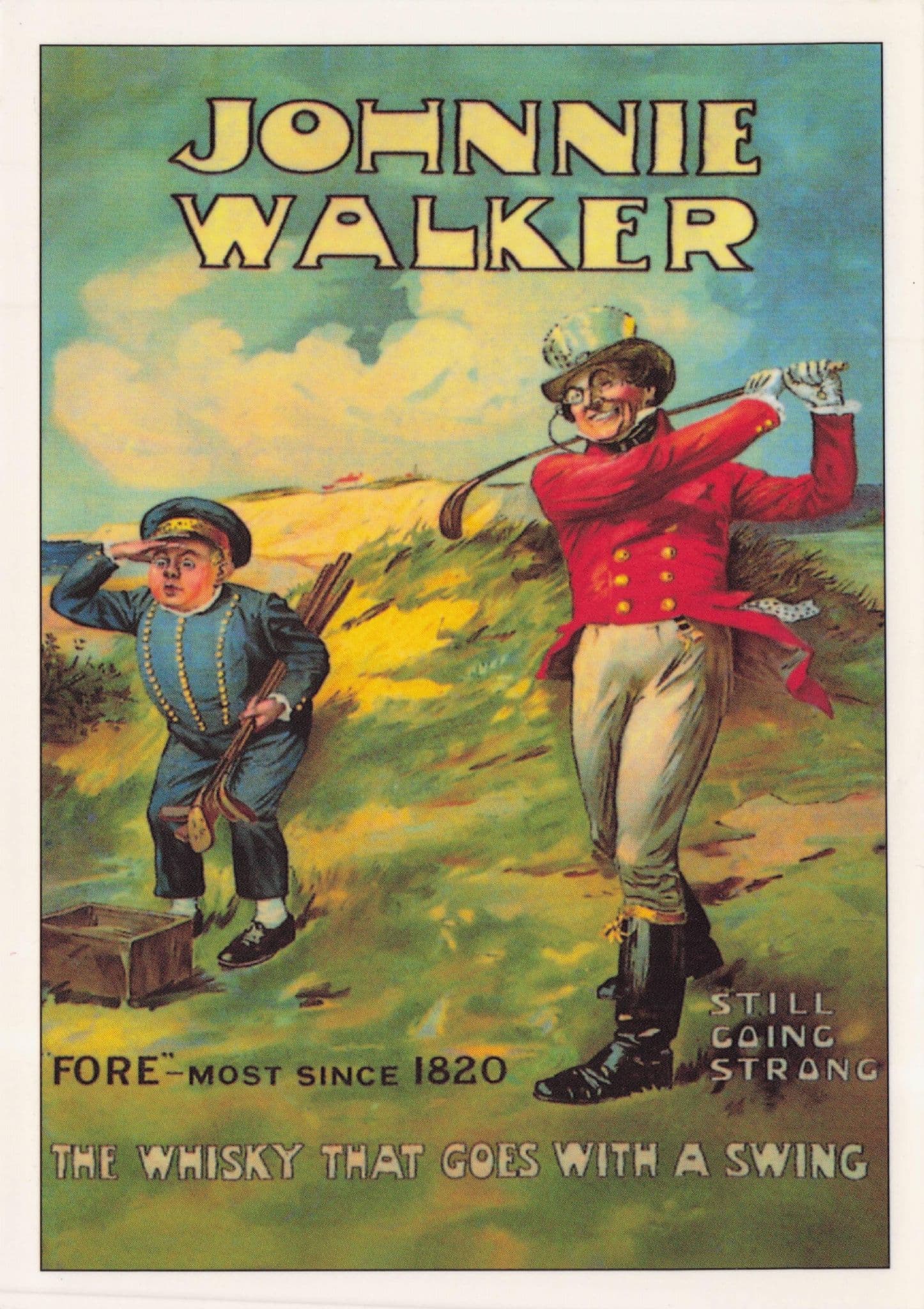 Johnnie Walker For Perfect Golf Swing Whisky Advertising Postcard