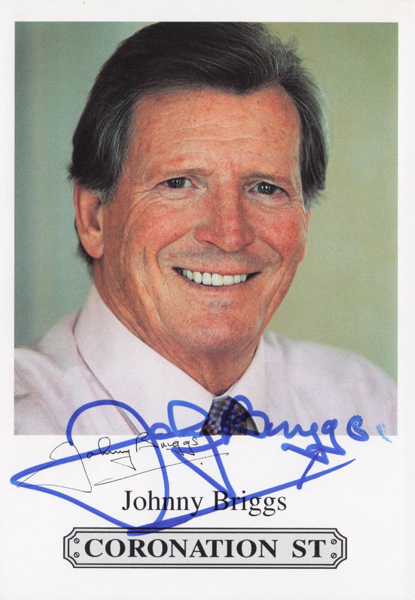 Johnny Briggs of Coronation Street Hand Signed Cast Photo