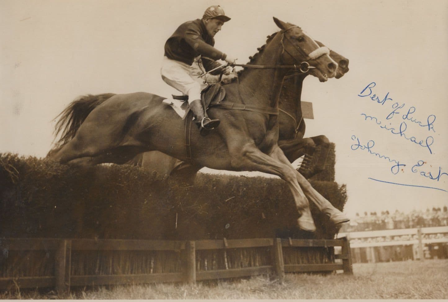 Johnny East Horse Racing Jockey Whitbread Gold Cup Hand Signed Photo